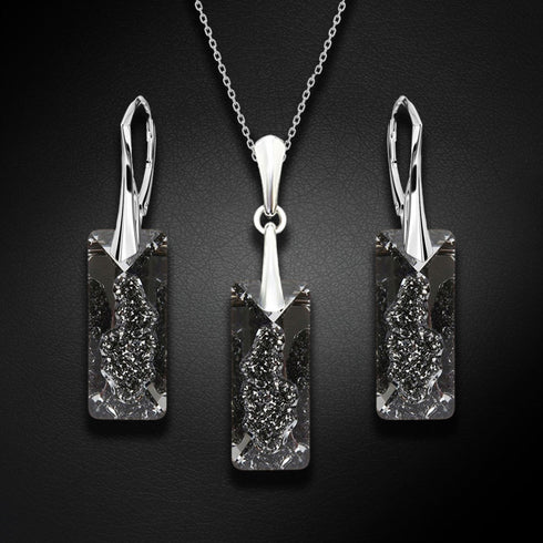 Серебряный комплект «Растущий Кристалл II (Silver Night)"с кристаллами Swarovski™